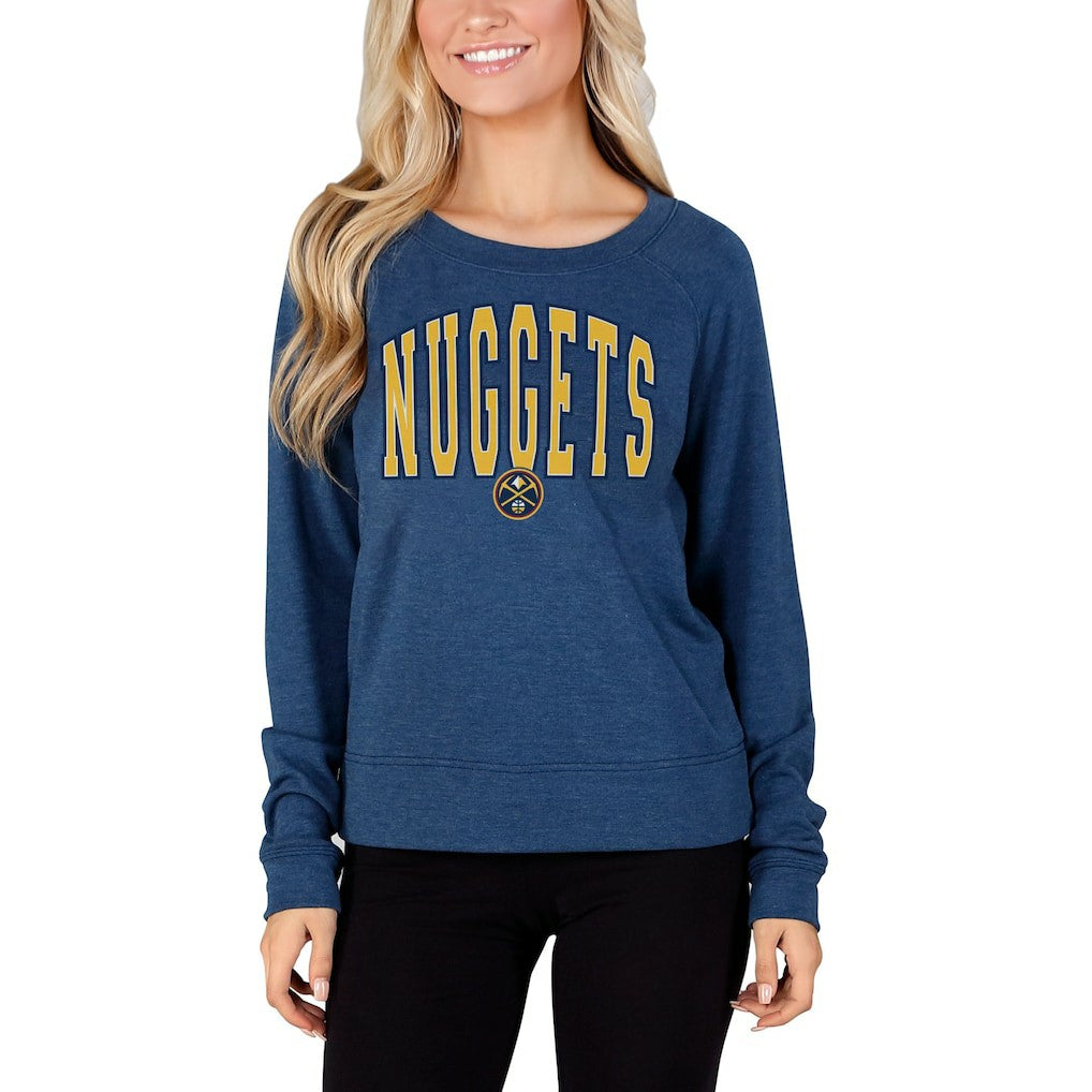 Denver Nuggets Concepts Sport Women's Mainstream Terry Long Sleeve Top Navy