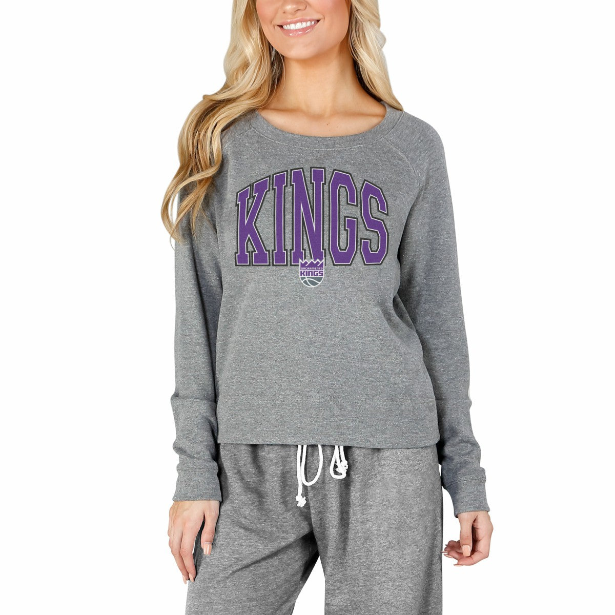 Sacramento Kings Concepts Sport Women's Mainstream Terry Long Sleeve Top Gray