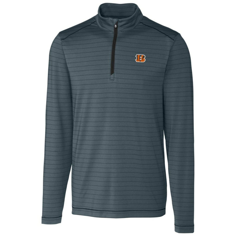 Cincinnati Bengals Cutter & Buck Holman Stripe Quarter-Zip Pullover Jacket - Heather Black - NFL