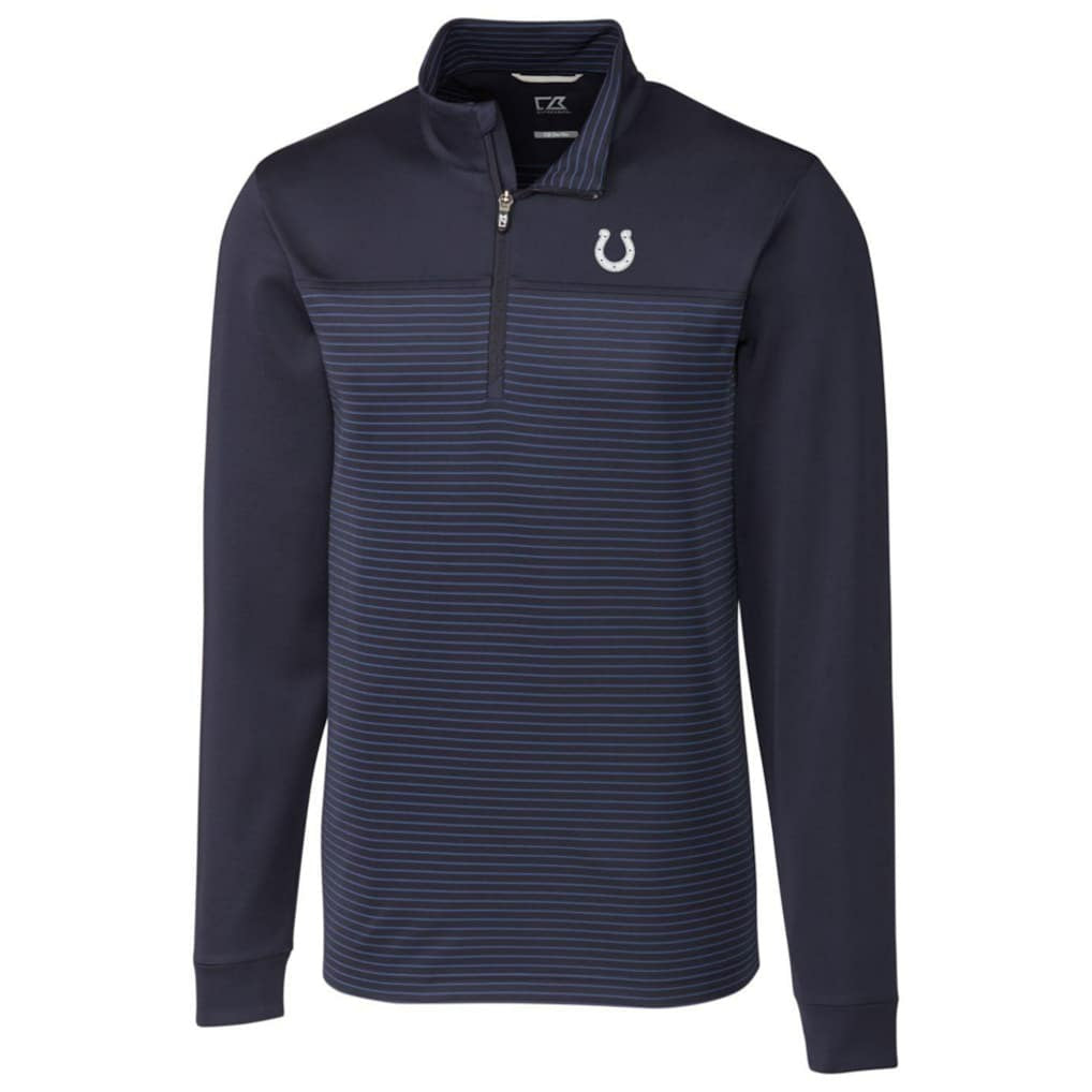 Indianapolis Colts Cutter & Buck Traverse Stripe Quarter-Zip Pullover Jacket - Navy - NFL