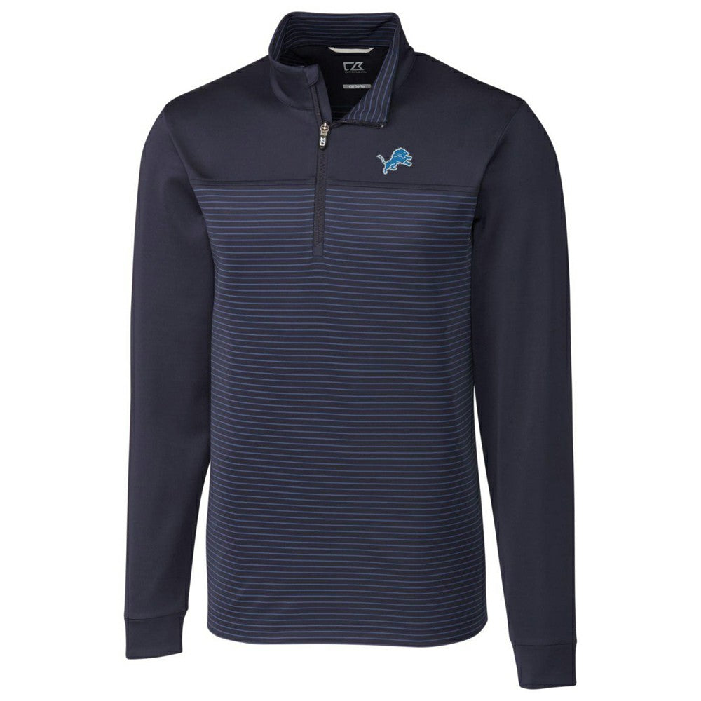 Detroit Lions Cutter & Buck Traverse Stripe Quarter-Zip Pullover Jacket - Navy - NFL