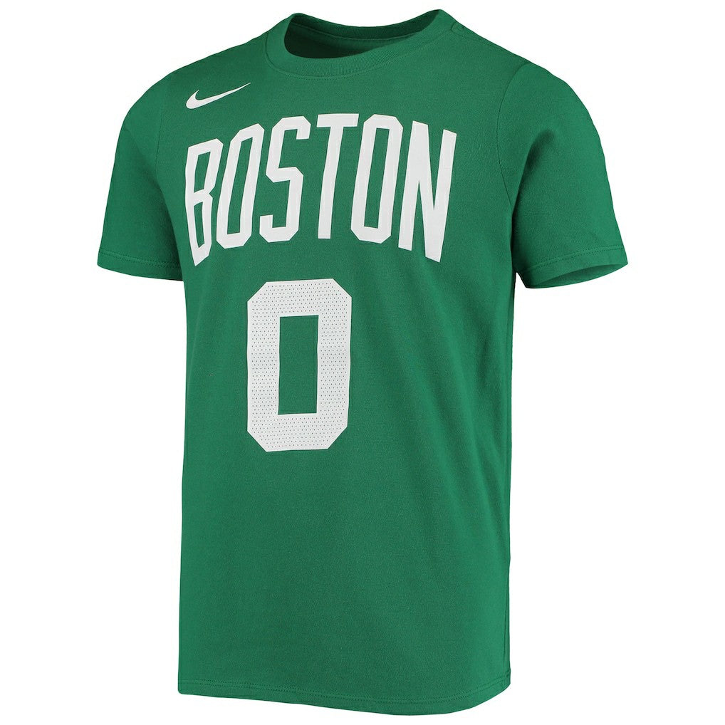 Nike Jayson Tatum Boston Celtics Youth Logo Name & Number Performance T-Shirt Kelly Green