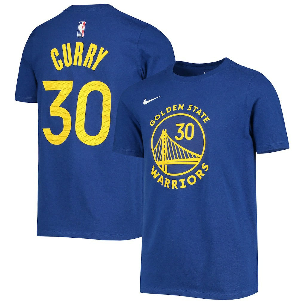 Nike Stephen Curry Golden State Warriors Youth Logo Name & Number Performance T-Shirt Royal