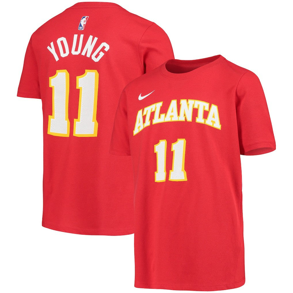 Nike Trae Young Atlanta Hawks Youth Logo Name & Number Performance T-Shirt Red