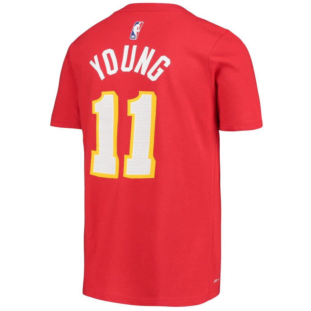 Nike Trae Young Atlanta Hawks Youth Logo Name & Number Performance T-Shirt Red