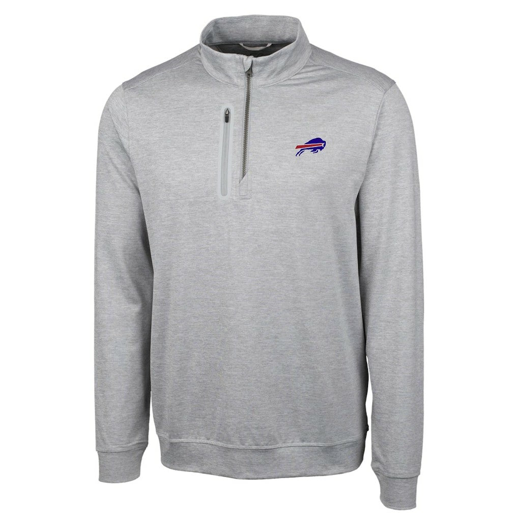 Buffalo Bills Cutter & Buck Big & Tall Stealth DryTec Quarter-Zip Pullover Jacket - Heathered Gray - NFL