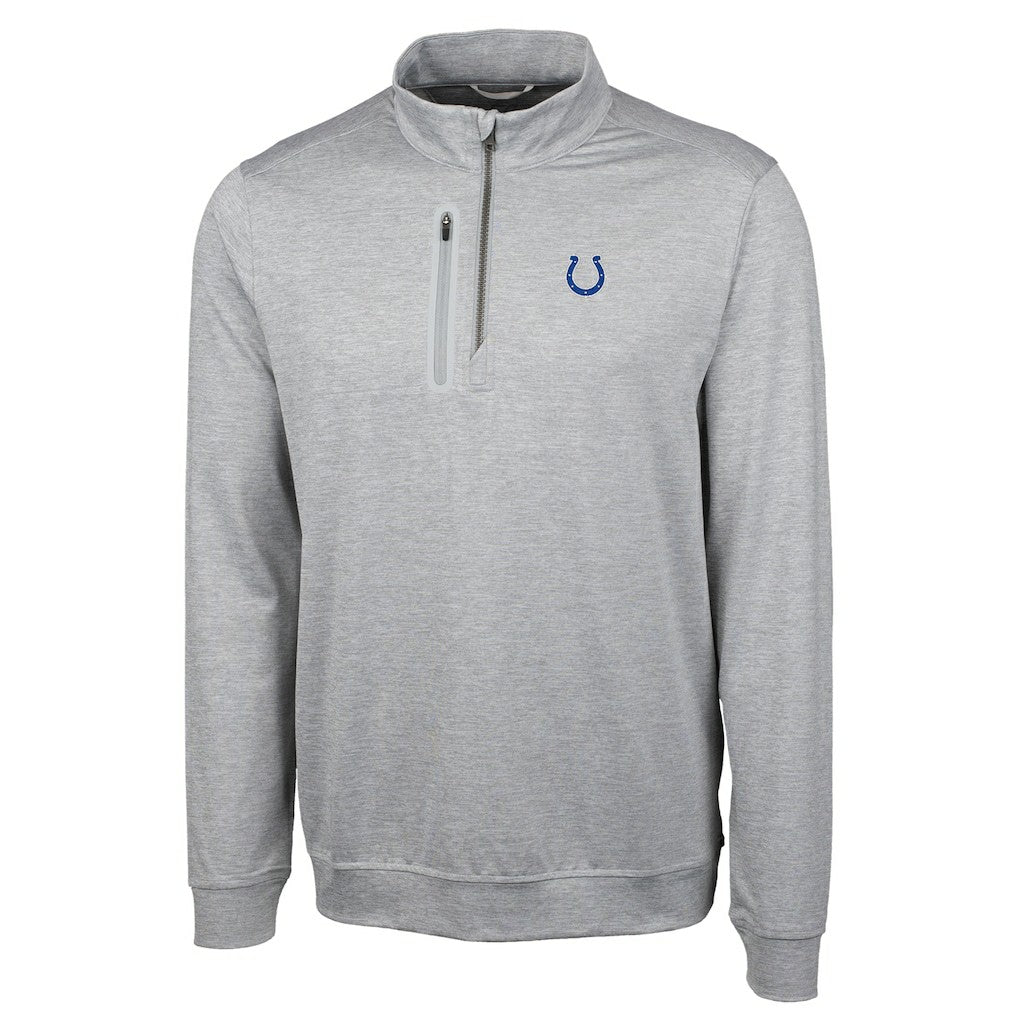 Indianapolis Colts Cutter & Buck Big & Tall Stealth Quarter-Zip Pullover Jacket - Heather Gray - NFL