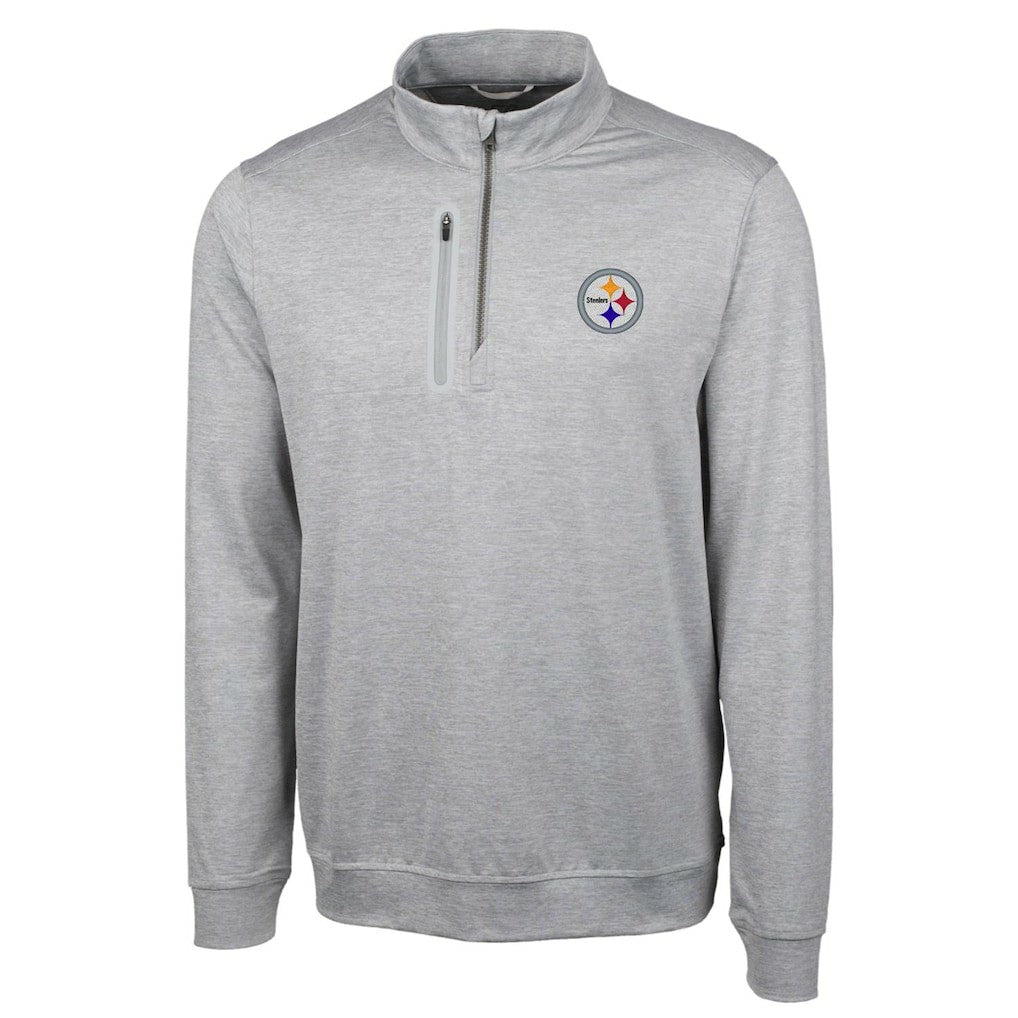 Pittsburgh Steelers Cutter & Buck Big & Tall Stealth Quarter-Zip Pullover Jacket - Heather Gray - NFL