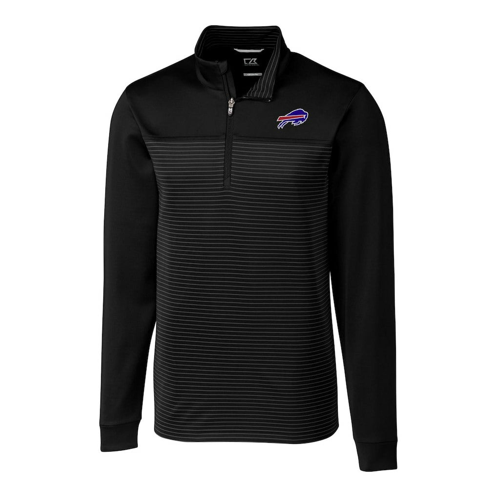Buffalo Bills Cutter & Buck Big & Tall Traverse Stripe Quarter-Zip Pullover Jacket - Black - NFL