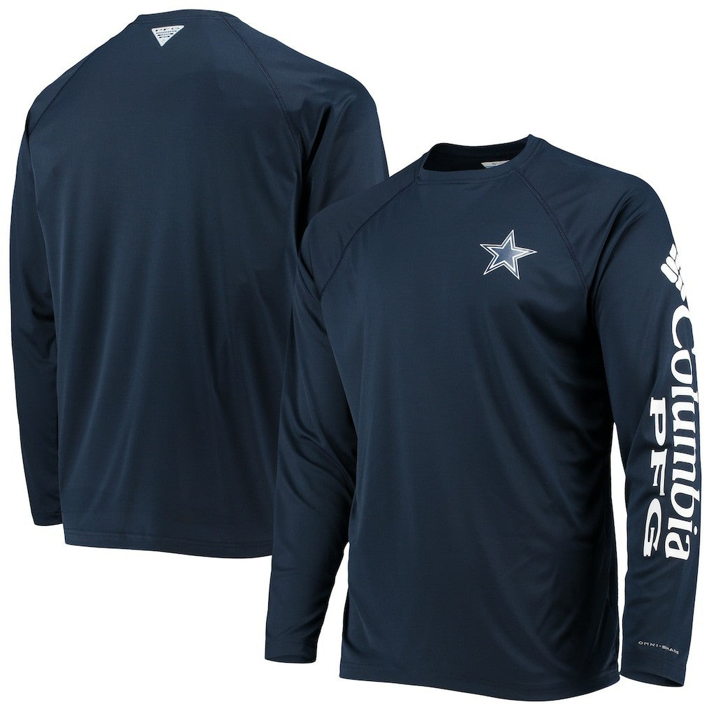 Dallas Cowboys Terminal Tackle Omni-Shade Raglan Long Sleeve T-Shirt - Navy - Columbia
