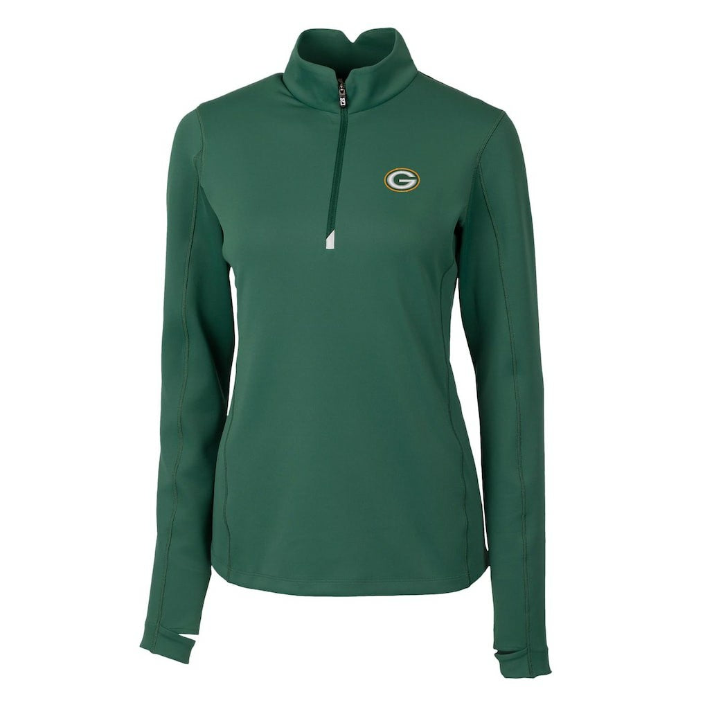 Green Bay Packers Cutter & Buck Women's Traverse Half-Zip Pullover Jacket - Green - NFL