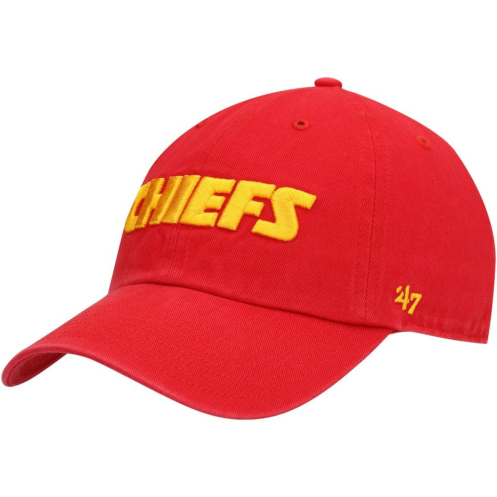 Kansas City Chiefs '47 Clean Up Script Adjustable Hat - Red - 47 brand