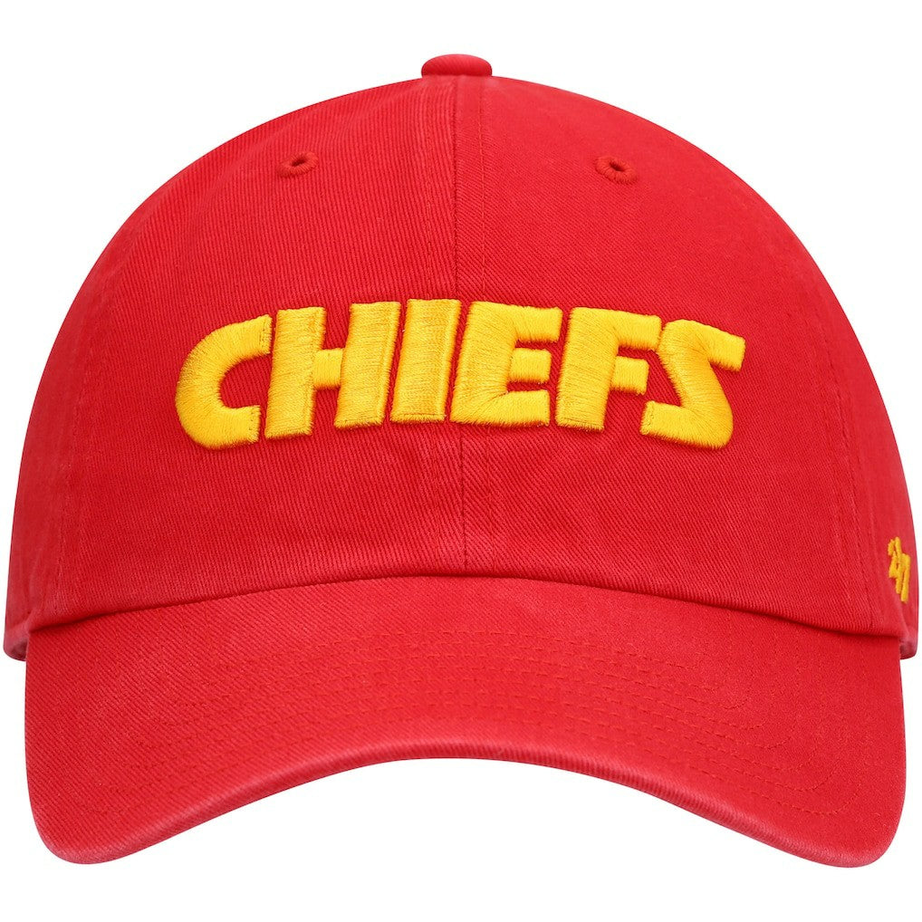 Kansas City Chiefs '47 Clean Up Script Adjustable Hat - Red - 47 brand