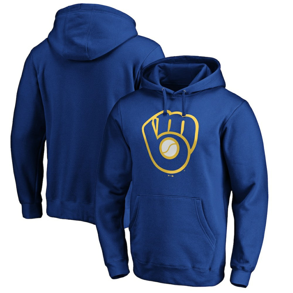 Milwaukee Brewers Cooperstown Collection Huntington Logo Fitted Pullover Hoodie Discount