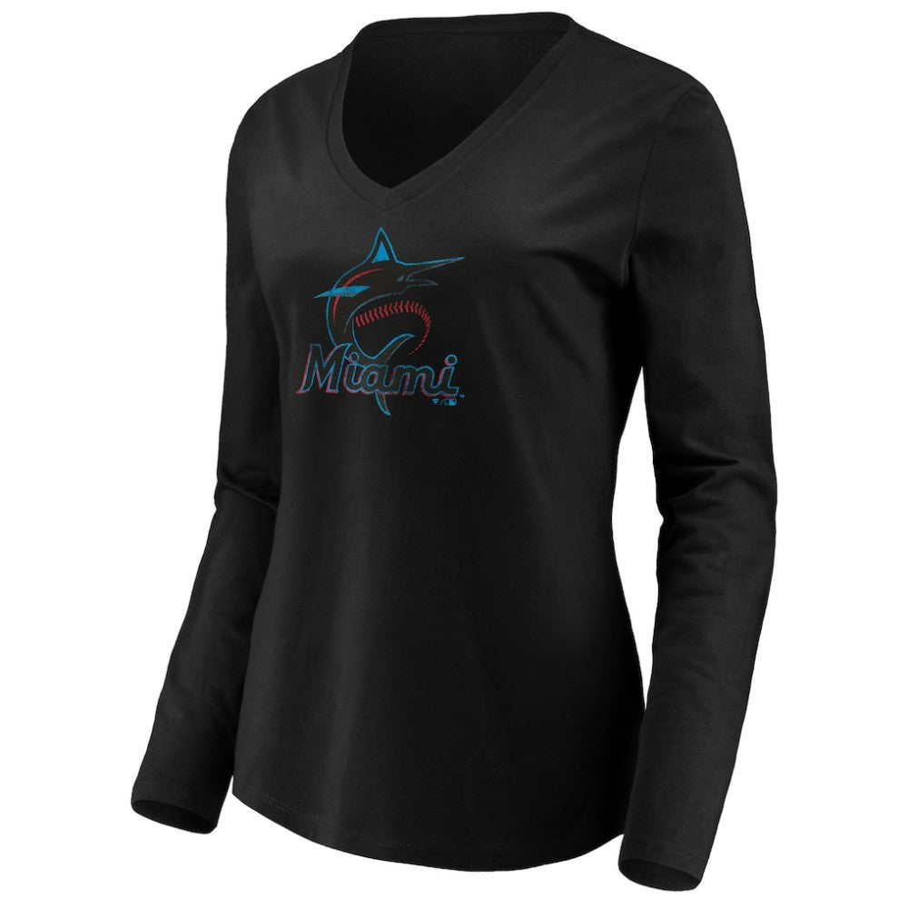 Miami Marlins Women's Core Distressed Team Long Sleeve T-Shirt Outlet