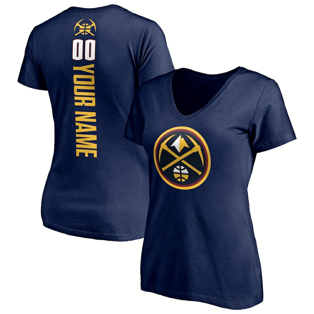 Denver Nuggets Women's Playmaker Personalized Name & Number V-Neck T-Shirt Navy
