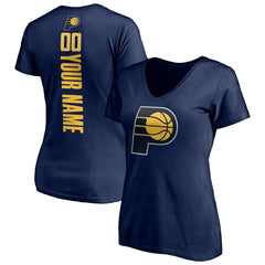 Indiana Pacers Women's Playmaker Personalized Name & Number V-Neck T-Shirt Navy