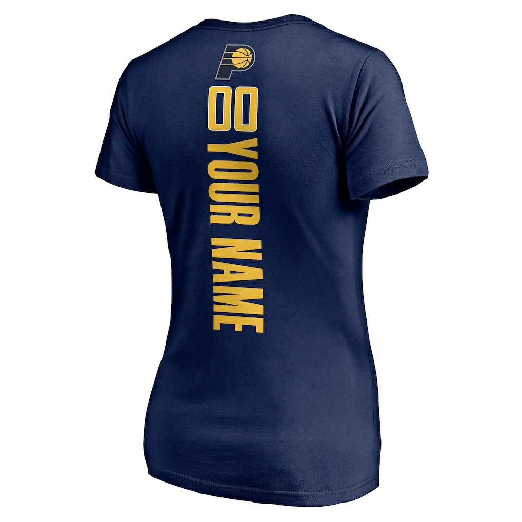 Indiana Pacers Women's Playmaker Personalized Name & Number V-Neck T-Shirt Navy