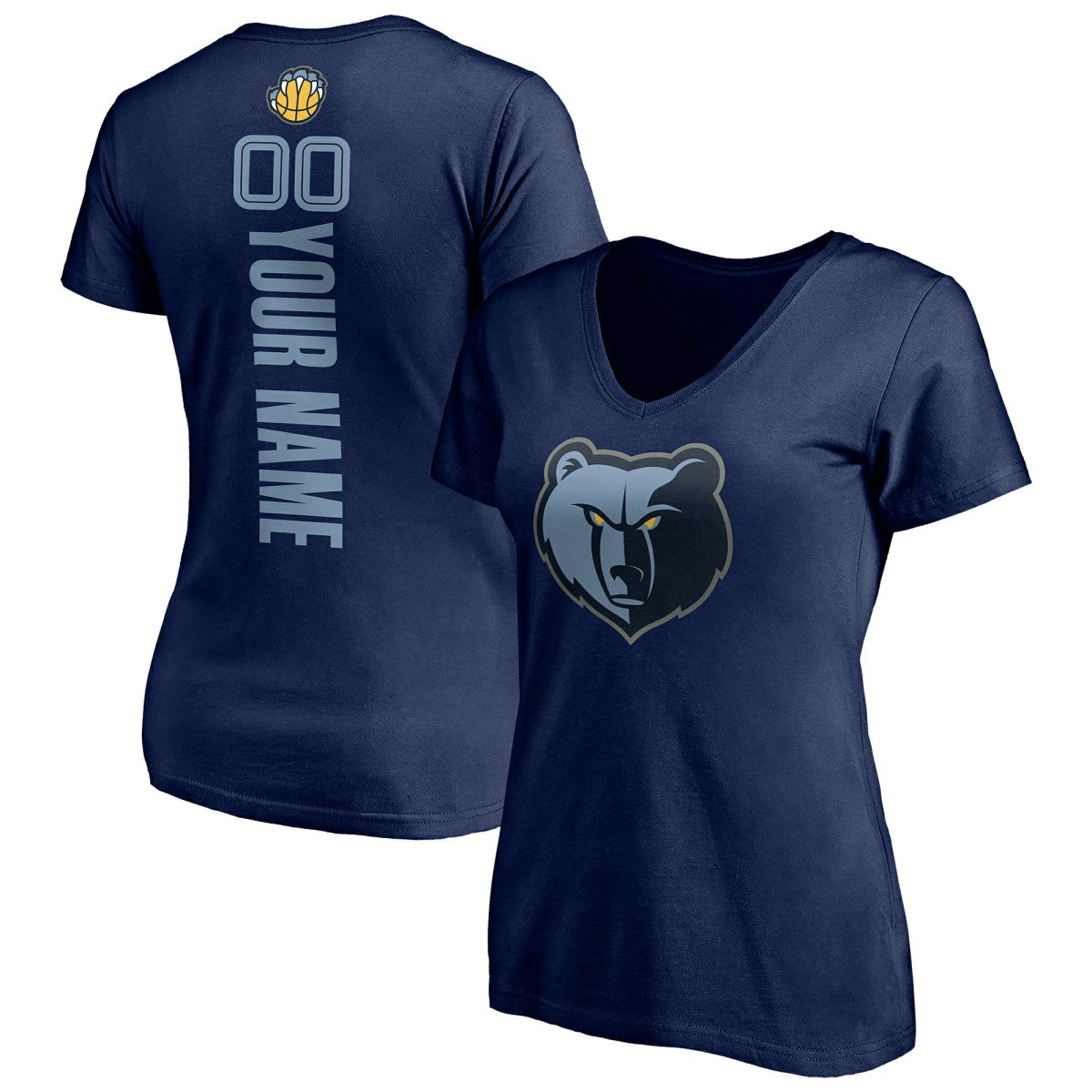 Memphis Grizzlies Women's Playmaker Personalized Name & Number V-Neck T-Shirt Navy