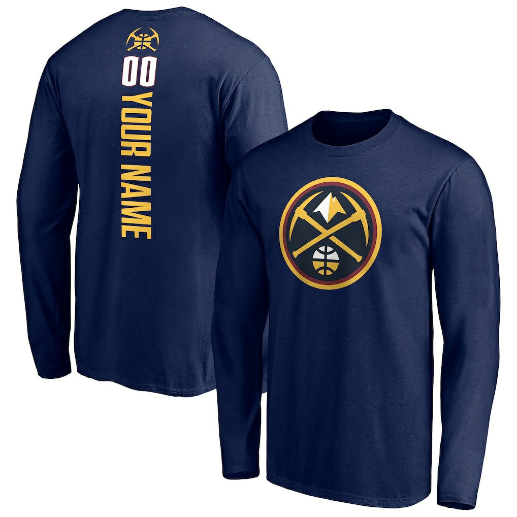 Denver Nuggets Playmaker Personalized Name & Number Long Sleeve T-Shirt Navy