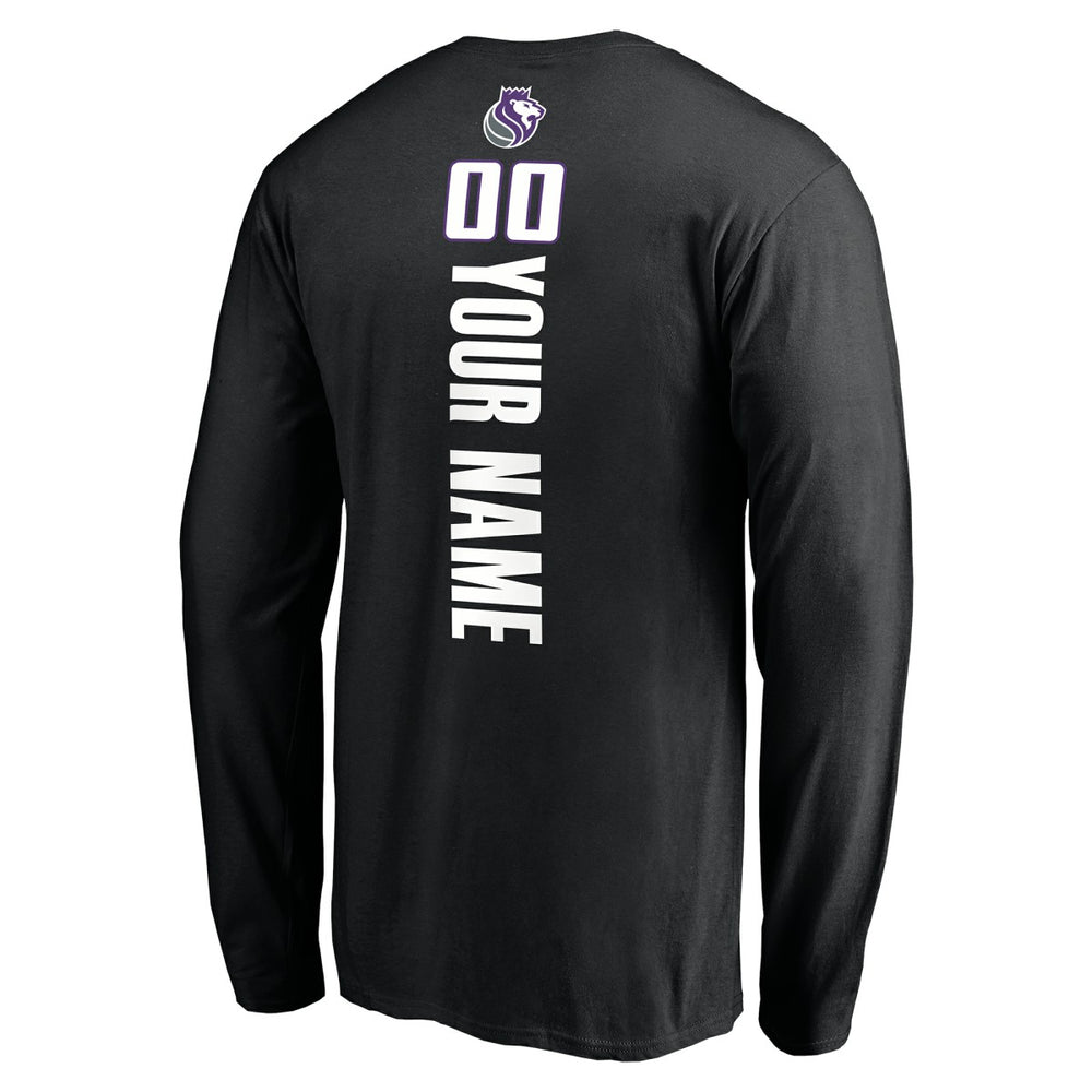 Sacramento Kings Playmaker Personalized Name & Number Long Sleeve T-Shirt Black