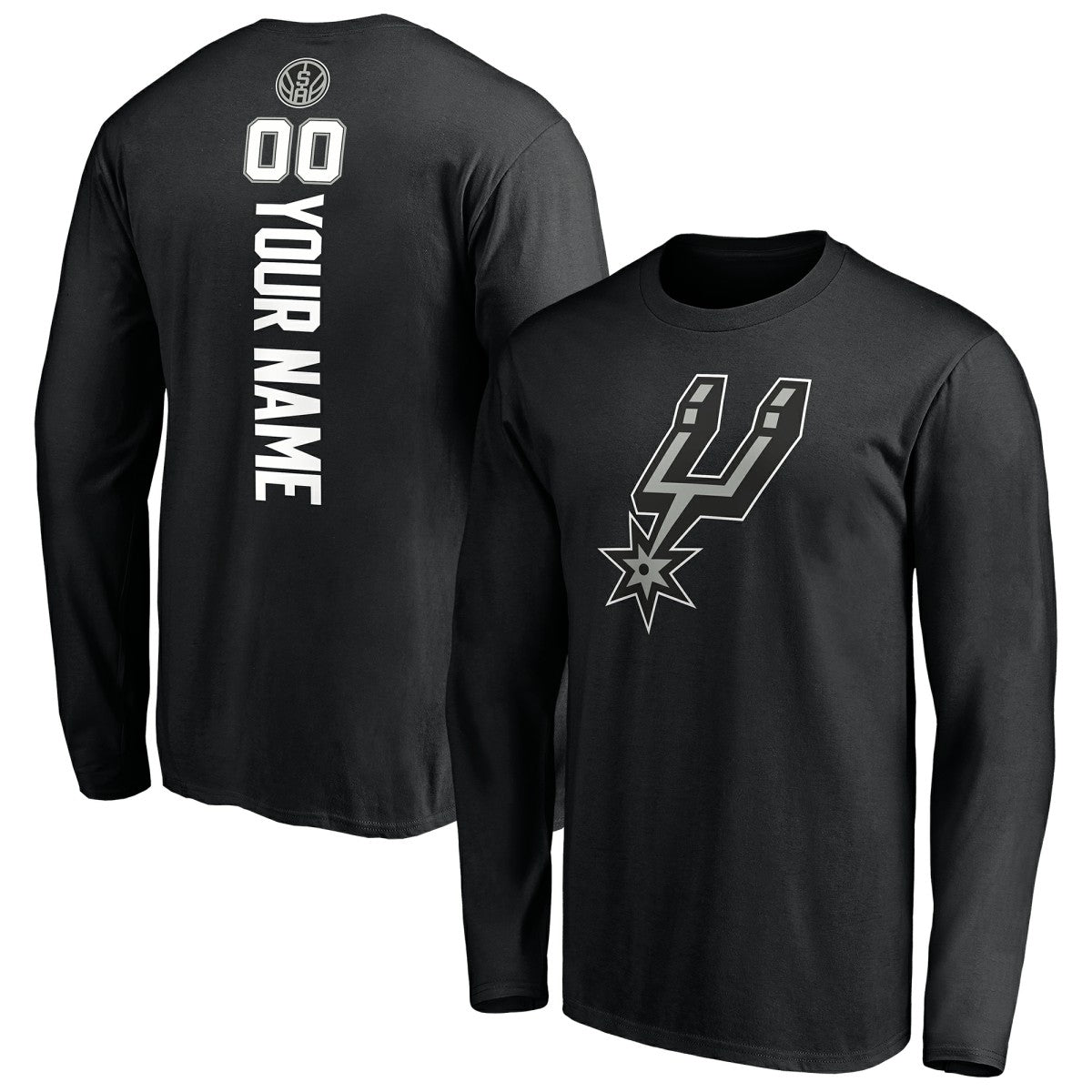 San Antonio Spurs Playmaker Personalized Name & Number Long Sleeve T-Shirt Black