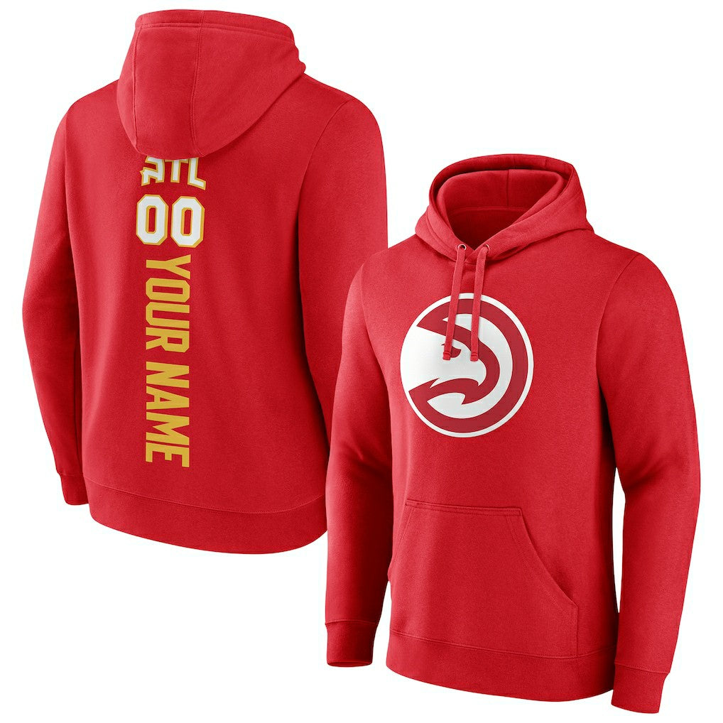 Atlanta Hawks Playmaker Personalized Name & Number Pullover Hoodie Red