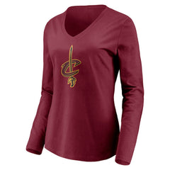 Cleveland Cavaliers Women's Playmaker Personalized Name & Number Long Sleeve V-Neck T-Shirt Wine
