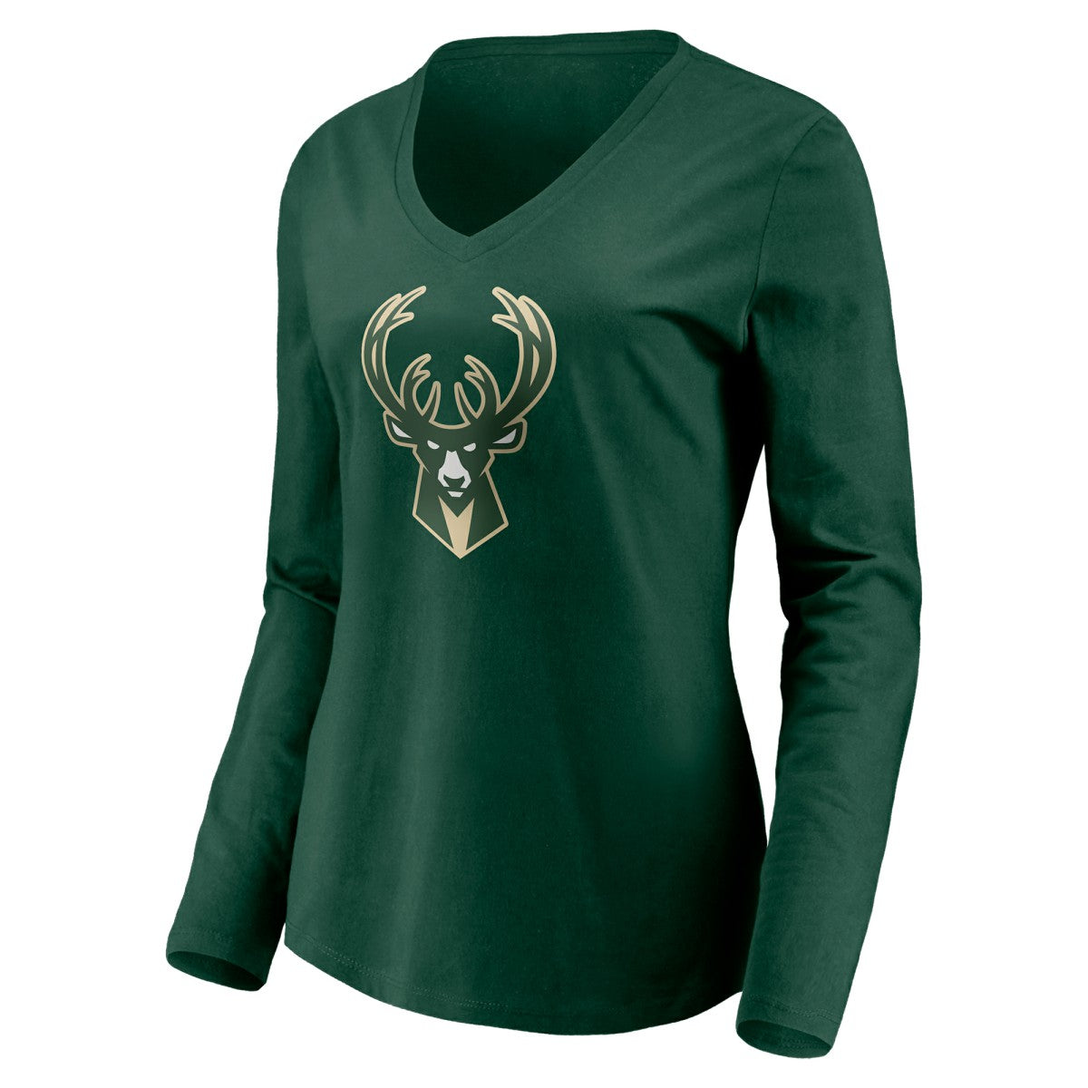 Milwaukee Bucks Women's Playmaker Personalized Name & Number Long Sleeve V-Neck T-Shirt Hunter Green