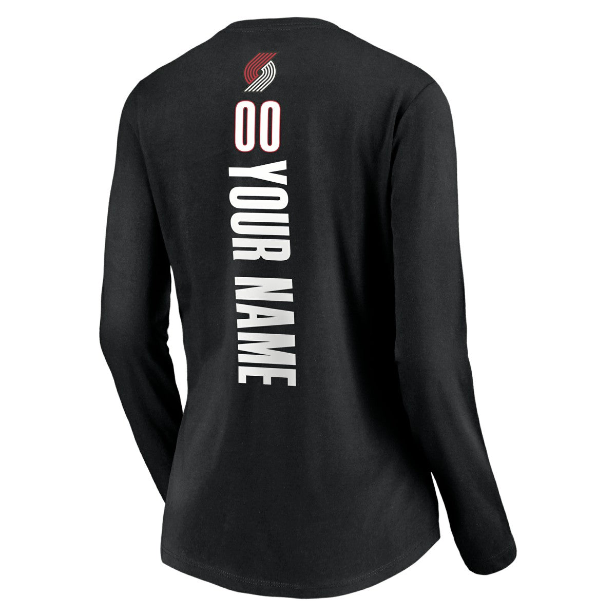 Portland Trail Blazers Women's Playmaker Personalized Name & Number Long Sleeve V-Neck T-Shirt Black