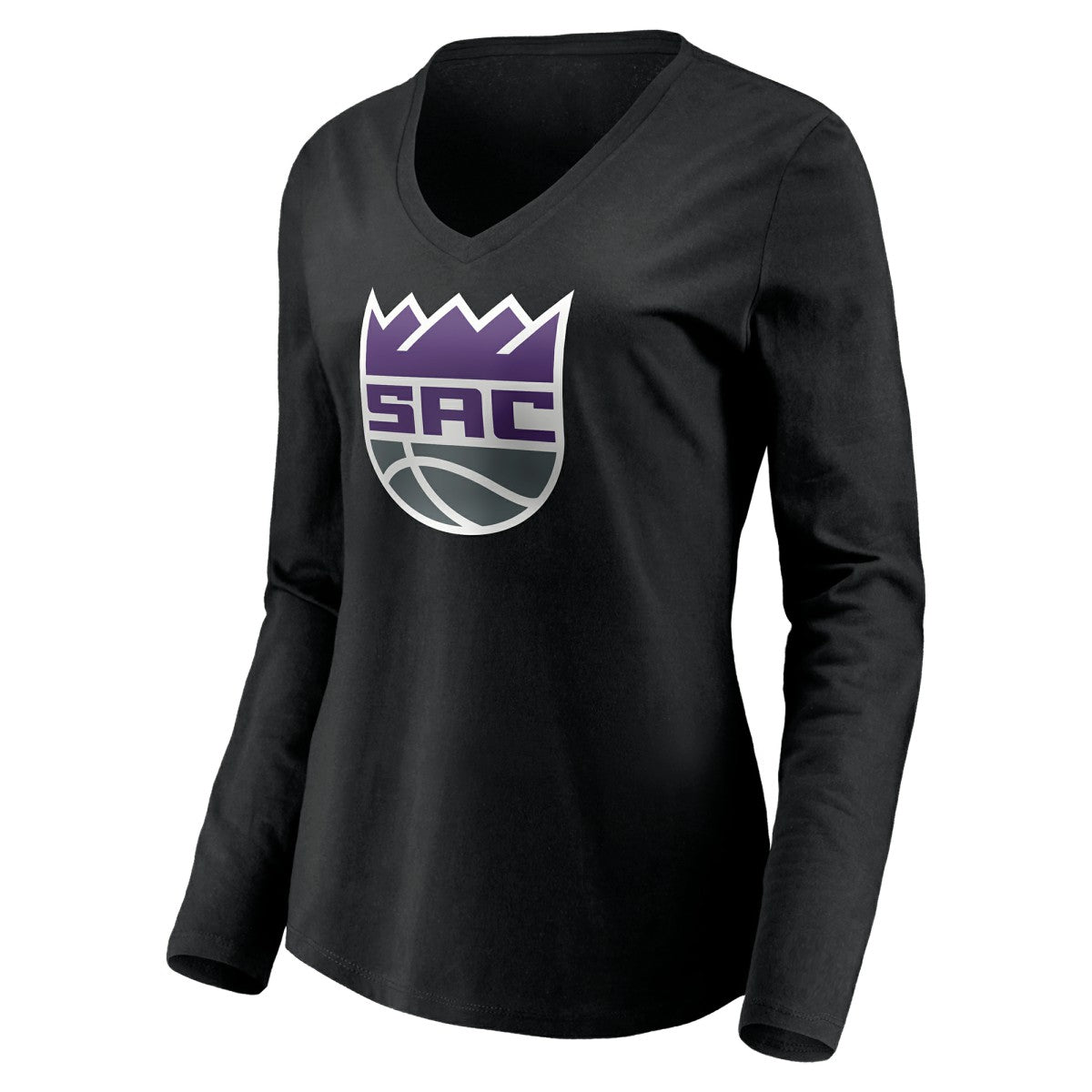Sacramento Kings Women's Playmaker Personalized Name & Number Long Sleeve V-Neck T-Shirt Black