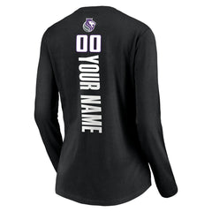 Sacramento Kings Women's Playmaker Personalized Name & Number Long Sleeve V-Neck T-Shirt Black
