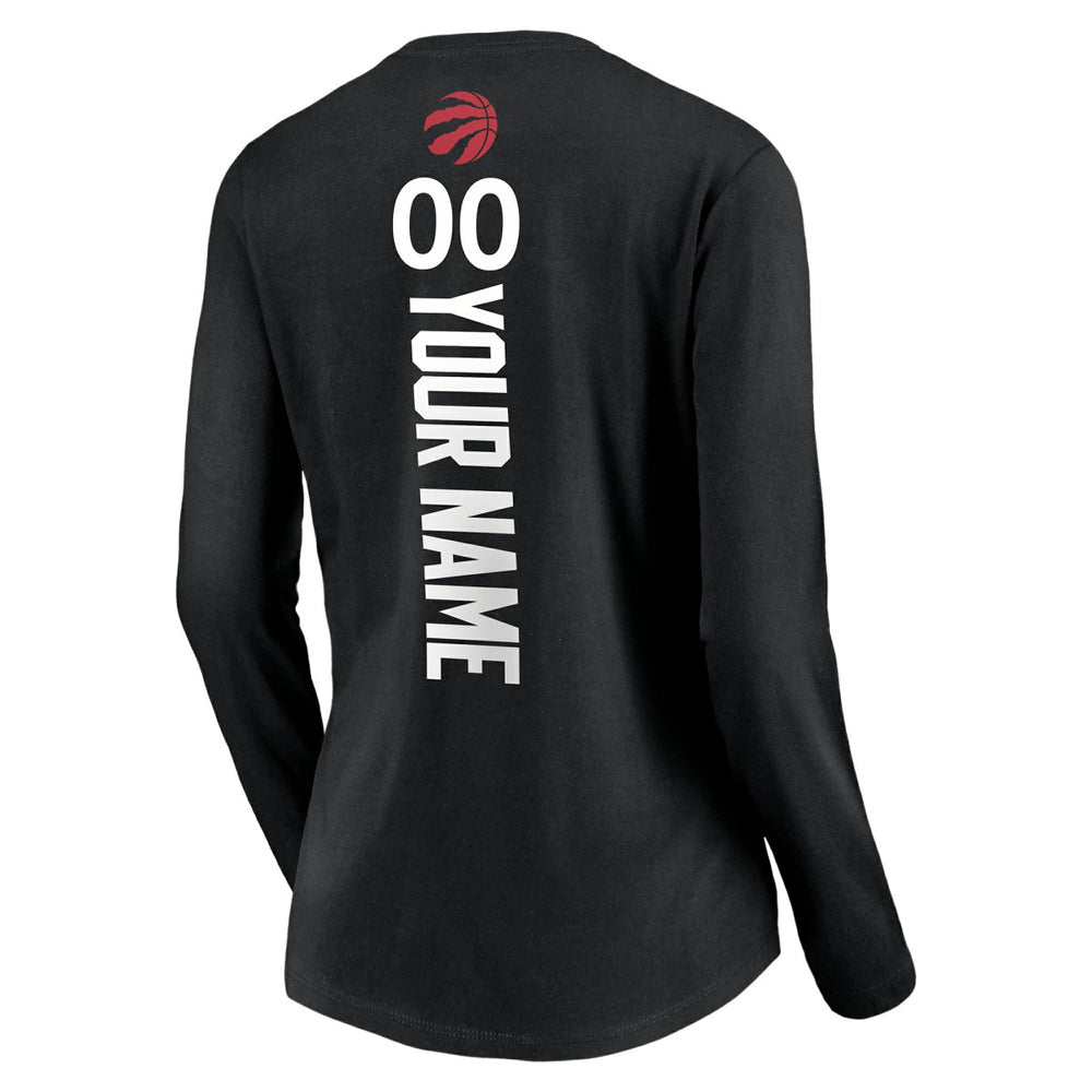 Toronto Raptors Women's Playmaker Personalized Name & Number Long Sleeve V-Neck T-Shirt Black