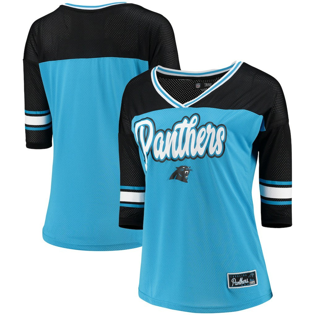 Carolina Panthers 5th & Ocean by New Era Women's Mesh Long Sleeve T-Shirt - Blue - NFL