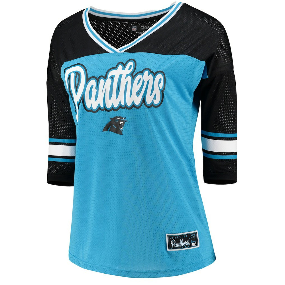 Carolina Panthers 5th & Ocean by New Era Women's Mesh Long Sleeve T-Shirt - Blue - NFL