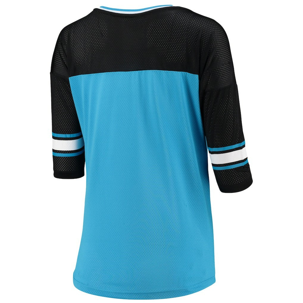 Carolina Panthers 5th & Ocean by New Era Women's Mesh Long Sleeve T-Shirt - Blue - NFL
