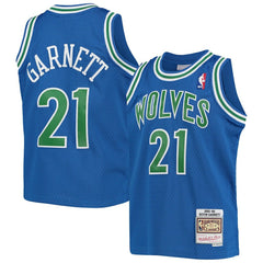 Mitchell & Ness Kevin Garnett Minnesota Timberwolves Youth 1995-96 Hardwood Classics Swingman Jersey Blue
