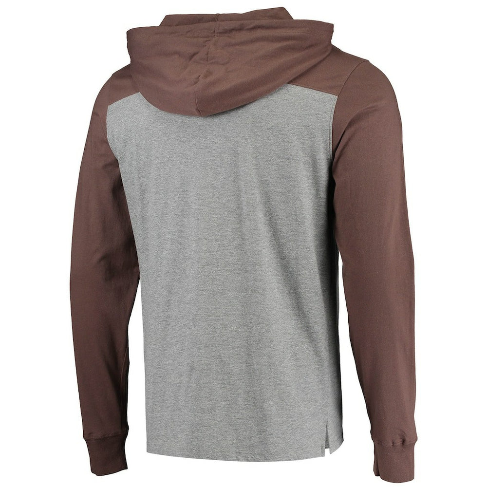 Cleveland Browns '47 Franklin Wooster Long Sleeve Hoodie T-Shirt - Heathered Gray/Brown - 47 brand