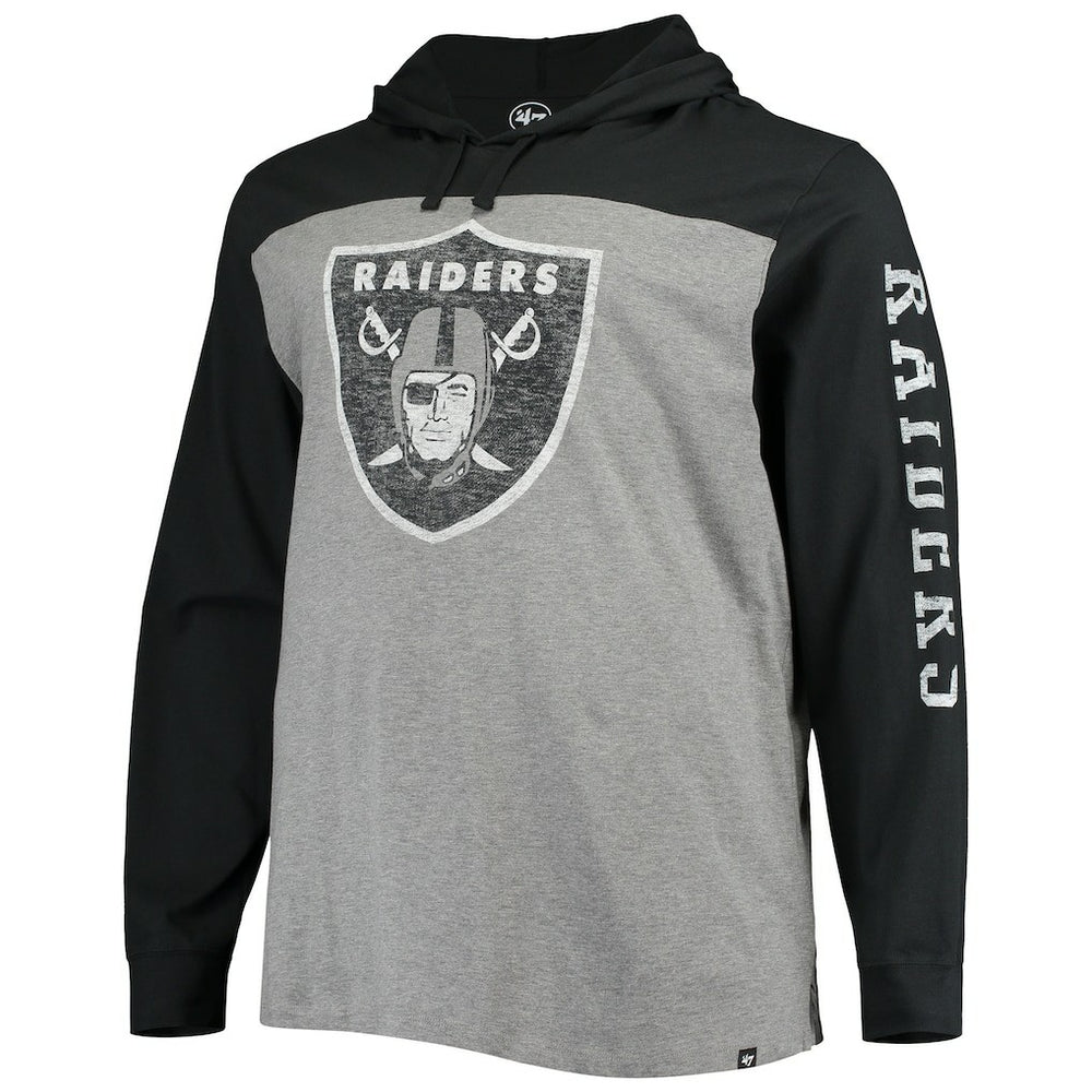 Las Vegas Raiders '47 Franklin Wooster Long Sleeve Hoodie T-Shirt - Heathered Gray/Black - 47 brand