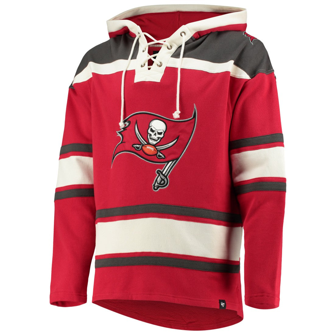 Tampa Bay Buccaneers '47 Lacer V-Neck Pullover Hoodie - Red - 47 brand