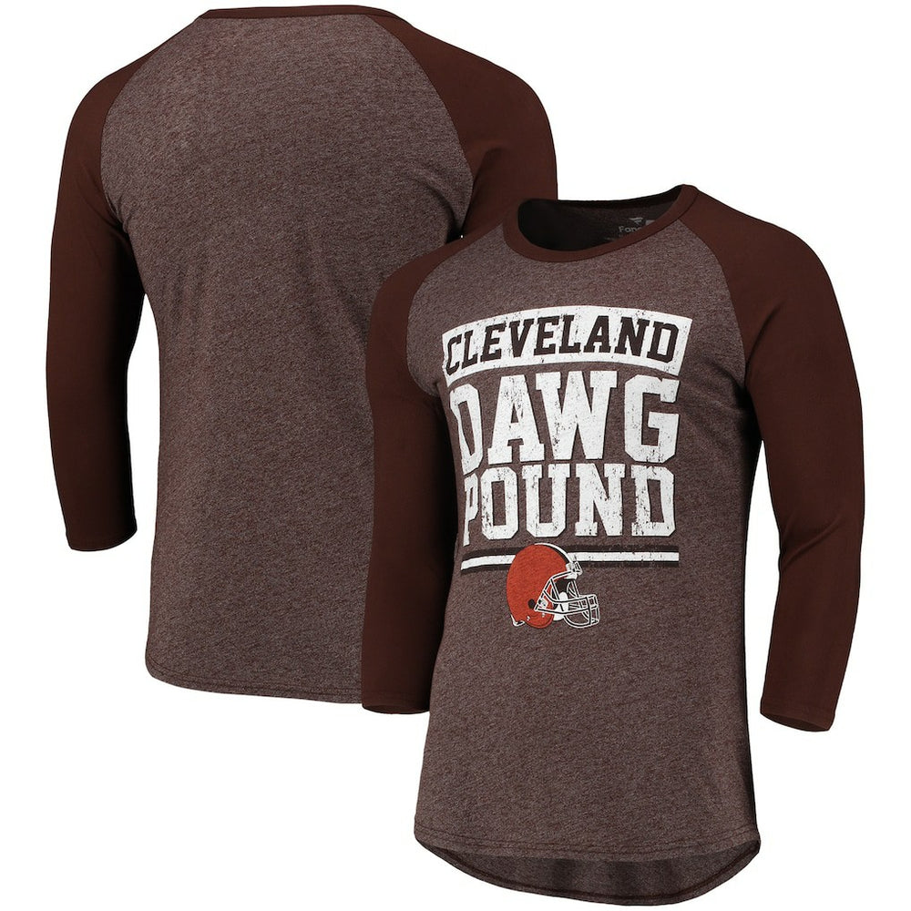 Cleveland Browns Pastime Raglan 3/4-Sleeve T-Shirt - Heathered Brown - Fanatics