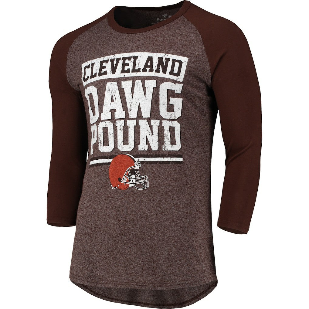 Cleveland Browns Pastime Raglan 3/4-Sleeve T-Shirt - Heathered Brown - Fanatics