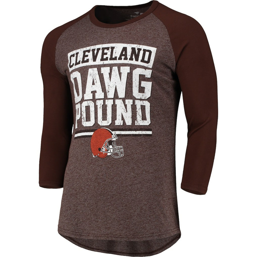 Cleveland Browns Pastime Raglan 3/4-Sleeve T-Shirt - Heathered Brown - Fanatics