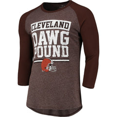 Cleveland Browns Pastime Raglan 3/4-Sleeve T-Shirt - Heathered Brown - Fanatics