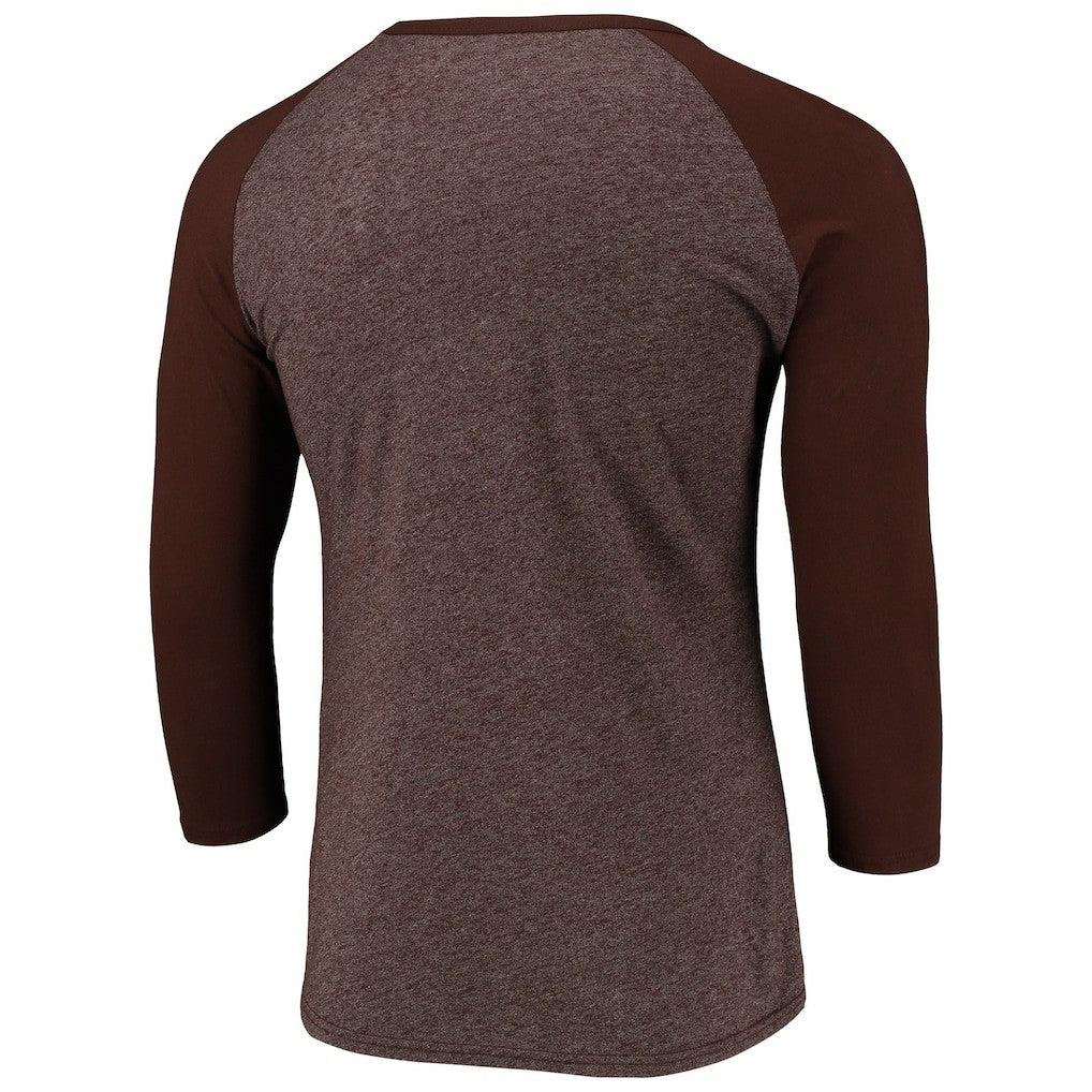 Cleveland Browns Pastime Raglan 3/4-Sleeve T-Shirt - Heathered Brown - Fanatics
