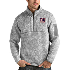 New York Giants Antigua Team Logo Fortune Quarter-Zip Pullover Jacket - Heather Gray - NFL