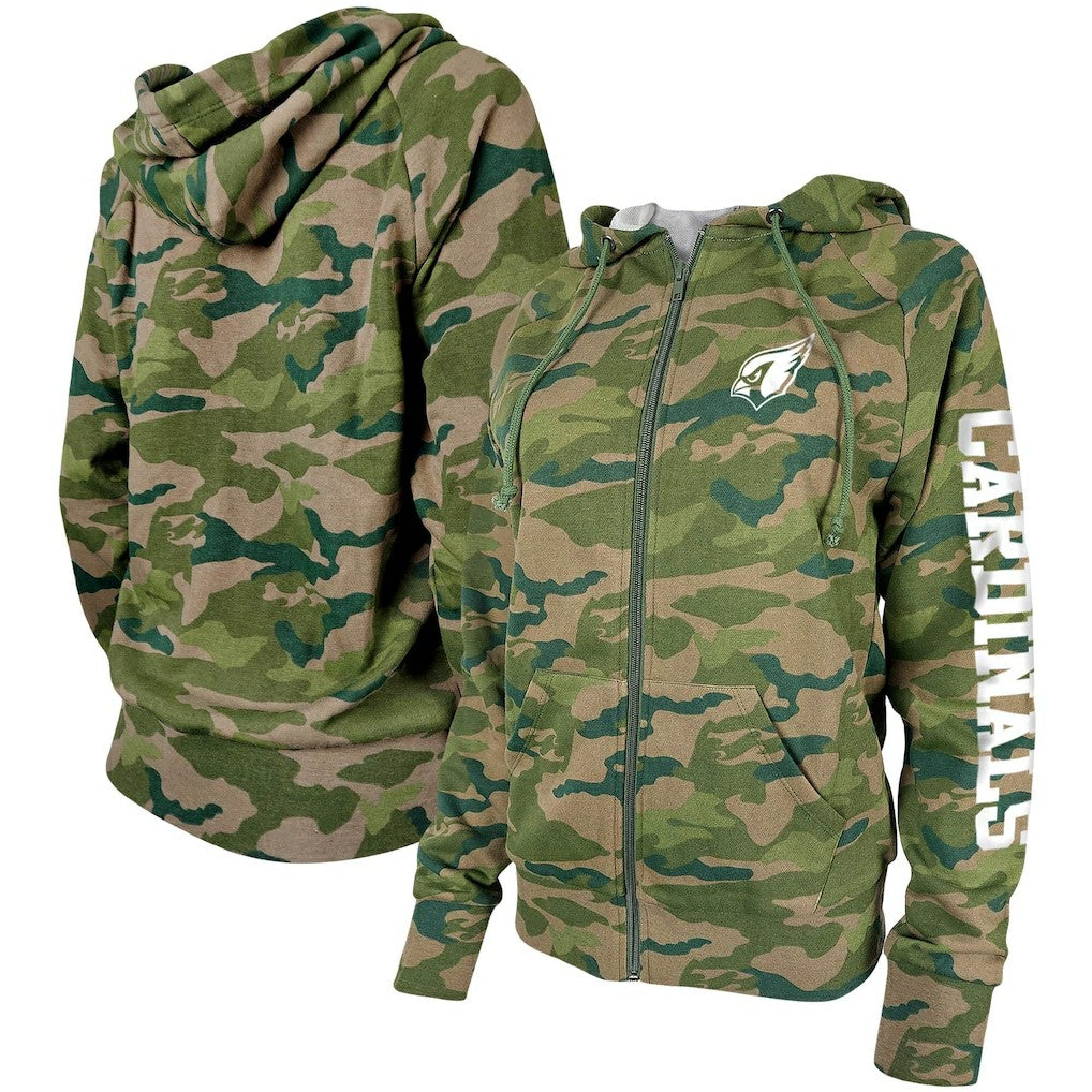 Arizona Cardinals New Era Women's Raglan Full-Zip Hoodie - Camo - NFL