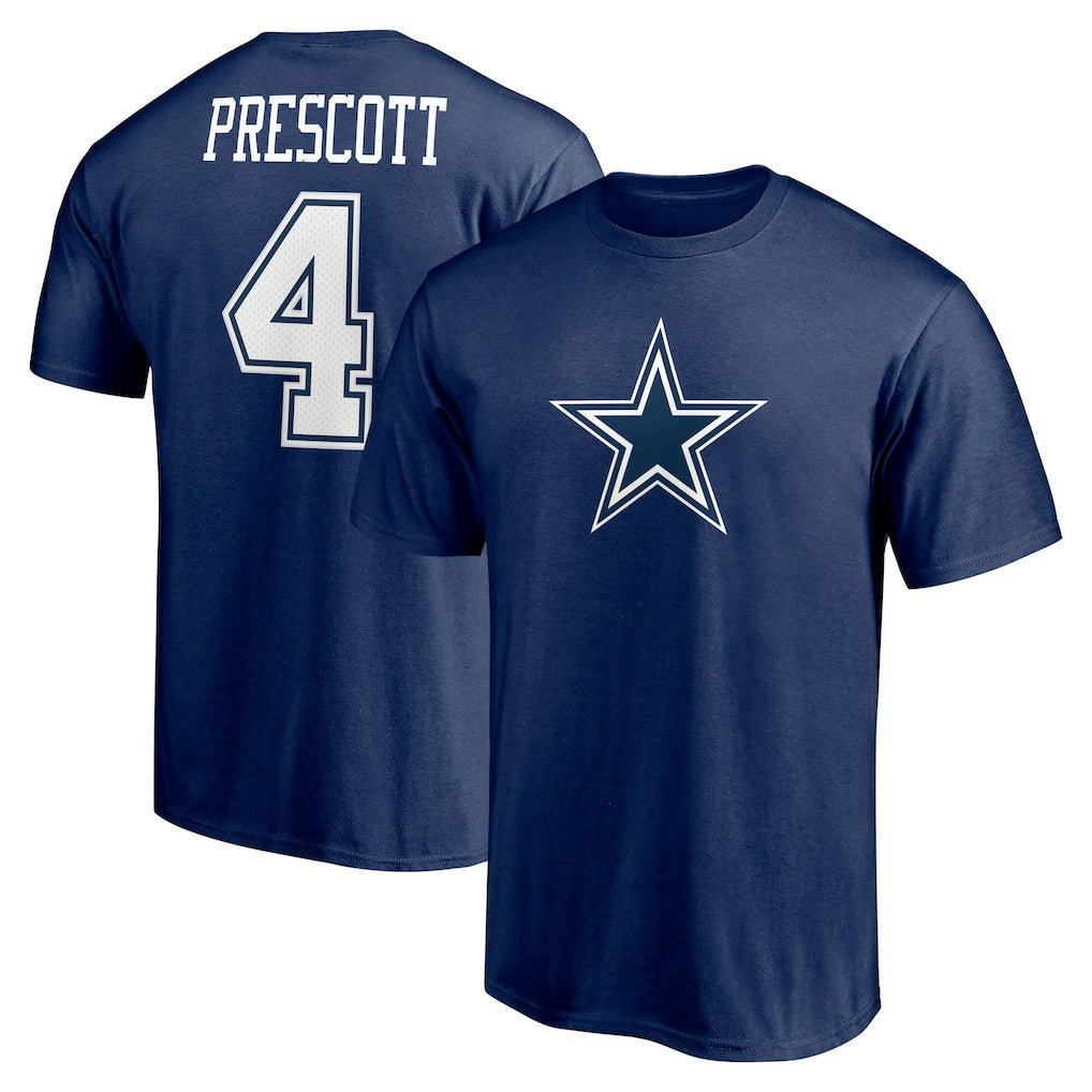 Dak Prescott Dallas Cowboys Player Icon Name & Number T-Shirt - Navy - Fanatics