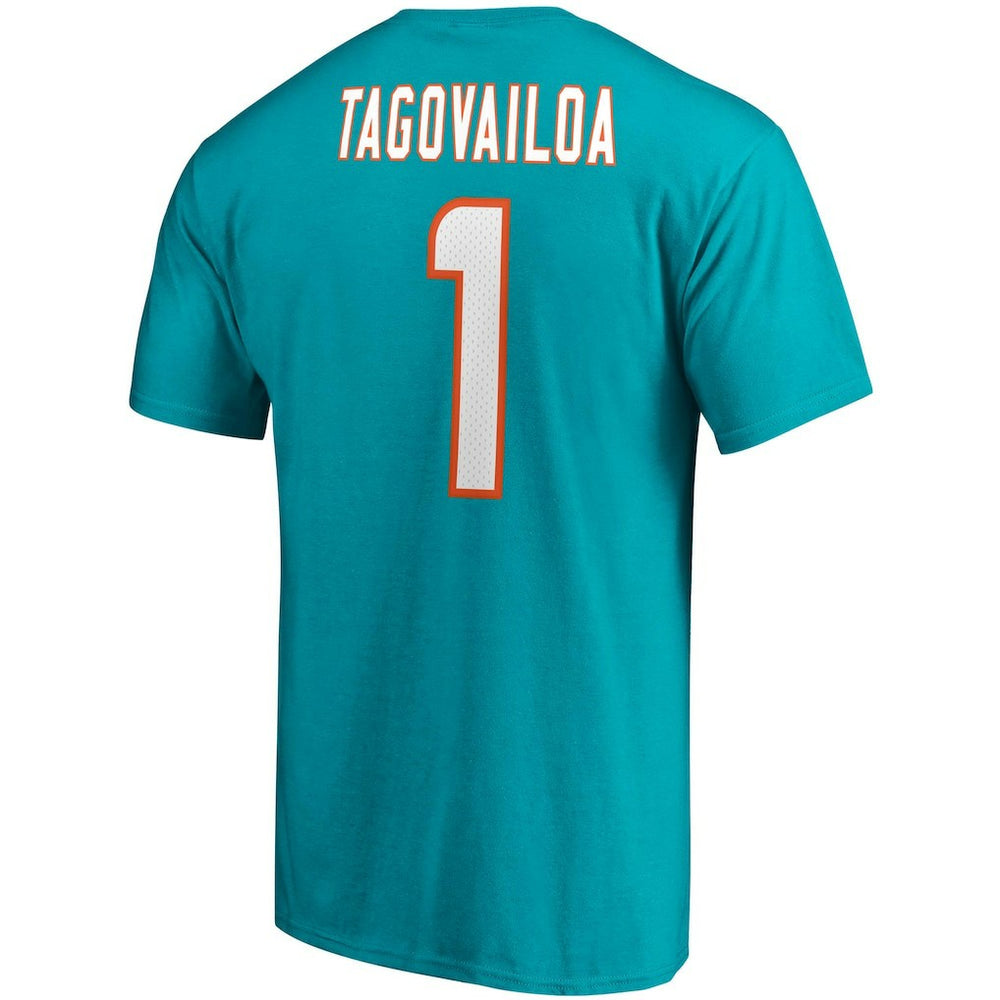 Tua Tagovailoa Miami Dolphins Player Icon Name & Number T-Shirt - Aqua - Fanatics