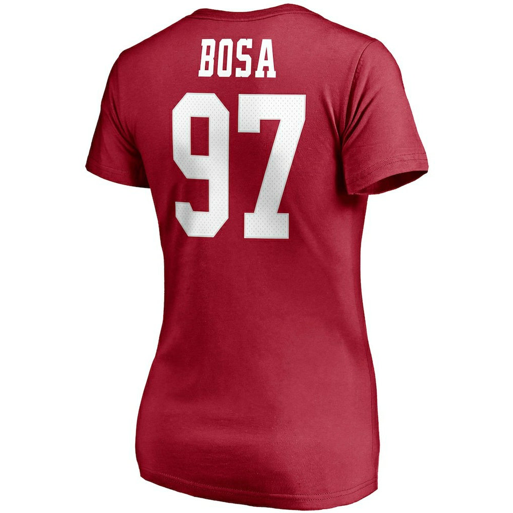 Nick Bosa San Francisco 49ers Women's Player Icon Name & Number V-Neck T-Shirt - Scarlet - Fanatics